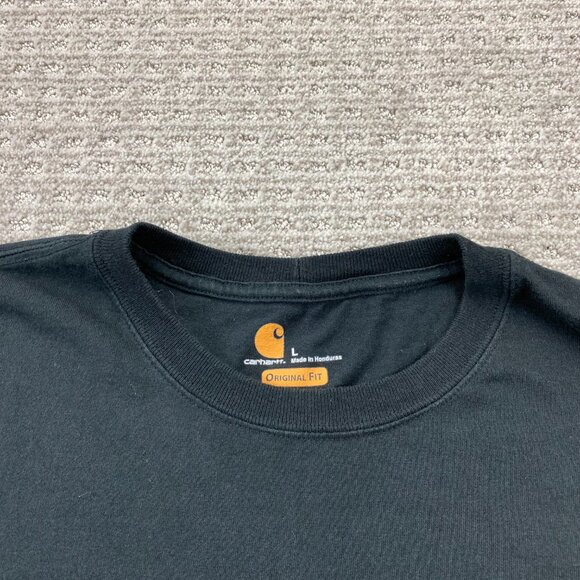 Carhartt T-Shirt Men Large L Black Chest Pocket Logo Outdoor Streetwear Workwear - Picture 3 of 7